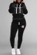 Grey Street Striped Print Patchwork Letter Hooded Collar Long Sleeve Two Pieces
