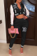 Black Street Print Buckle Cardigan Collar Long Sleeve Two Pieces