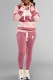Pink Street Striped Print Patchwork Letter Hooded Collar Long Sleeve Two Pieces