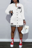 Red Casual Skull Head Print Patchwork O Neck Long Sleeve Dresses