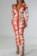 Red Casual Print Patchwork Turndown Collar Long Sleeve Dresses