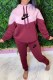 Red Casual Print Patchwork Letter Hooded Collar Long Sleeve Two Pieces