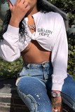 White Sexy Casual Letter Print Bandage Tops