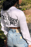 White Sexy Casual Letter Print Bandage Tops