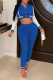 Blue Street Patchwork Buckle Mandarin Collar Long Sleeve Two Pieces