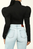 White Street Solid Patchwork Turndown Collar Tops