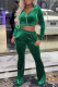 Green Casual Daily Solid Patchwork Hooded Collar Long Sleeve Two Pieces