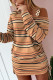 Orange Casual Print Patchwork Oblique Collar Long Sleeve Dresses