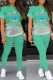 Light Green Casual Gradual Change Print Basic O Neck Short Sleeve Two Pieces