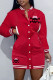 Red Casual Skull Head Print Patchwork O Neck Long Sleeve Dresses