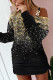 Black Casual Print Patchwork Oblique Collar Long Sleeve Dresses