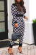 Black Casual Print Patchwork Off the Shoulder Long Sleeve Two Pieces