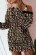 Khaki Casual Print Patchwork Oblique Collar Long Sleeve Dresses