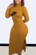 Orange Sexy Print Slit Letter Turtleneck One Step Skirt Dresses