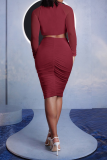 White Sexy Solid Mesh O Neck Long Sleeve Two Pieces