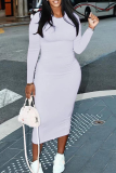Pink Sexy Solid Patchwork O Neck Pencil Skirt Dresses