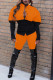 Orange Casual Solid Patchwork Buckle Turndown Collar Long Sleeve Two Pieces