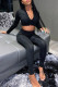 Black Casual Sportswear Solid Patchwork Zipper Long Sleeve Two Pieces