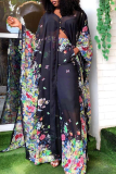 Colour Street Print Patchwork V Neck Long Sleeve Two Pieces