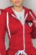 Red Casual Print Patchwork Hooded Collar Tops