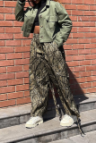 Camouflage Street Print Patchwork Harlan High Waist Wide Leg Full Print Bottoms