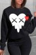 Black Casual Print Patchwork O Neck Tops