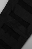 Light Blue Sexy Street Solid Hollowed Out Patchwork High Waist Pencil Solid Color Bottoms