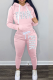 Pink Casual Print Patchwork Hooded Collar Long Sleeve Two Pieces