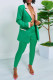 Dark Green Casual Solid Patchwork Turn-back Collar Long Sleeve Two Pieces