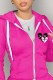 Rose Red Casual Print Patchwork Hooded Collar Tops