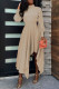Khaki Casual Solid Patchwork Asymmetrical Half A Turtleneck A Line Dresses