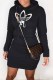 Black Casual Print Patchwork Hooded Collar One Step Skirt Dresses