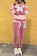 Pink Street Print Draw String Hooded Collar Long Sleeve Two Pieces