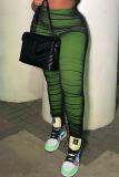 Green Street Solid Patchwork Skinny High Waist Pencil Solid Color Bottoms
