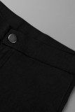 Light Blue Sexy Street Solid Hollowed Out Patchwork High Waist Pencil Solid Color Bottoms