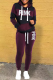 Black Street Print Draw String Hooded Collar Long Sleeve Two Pieces