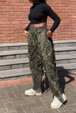 Camouflage Street Print Patchwork Harlan High Waist Wide Leg Full Print Bottoms