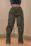 Camouflage Street Print Patchwork Harlan High Waist Wide Leg Full Print Bottoms