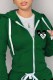 Green Casual Print Patchwork Hooded Collar Tops