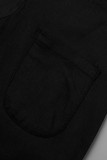Light Blue Sexy Street Solid Hollowed Out Patchwork High Waist Pencil Solid Color Bottoms