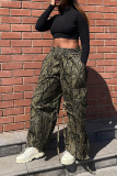 Camouflage Street Print Patchwork Harlan High Waist Wide Leg Full Print Bottoms