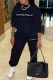 Black Casual Print Letter O Neck Long Sleeve Two Pieces