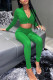 Green Casual Sportswear Solid Patchwork Zipper Long Sleeve Two Pieces