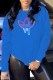 Blue Casual Print Patchwork O Neck Tops