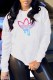White Casual Print Patchwork O Neck Tops