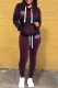 Black Casual Striped Print Letter Hooded Collar Long Sleeve Two Pieces
