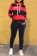 Red Casual Striped Print Letter Hooded Collar Long Sleeve Two Pieces
