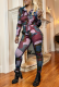 Red Street Print Patchwork Turndown Collar Long Sleeve Two Pieces