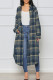 Royal Blue Casual Plaid Print Cardigan Turndown Collar Outerwear