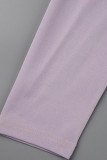 Purple Elegant Solid Tassel Patchwork Oblique Collar Evening Dress Dresses